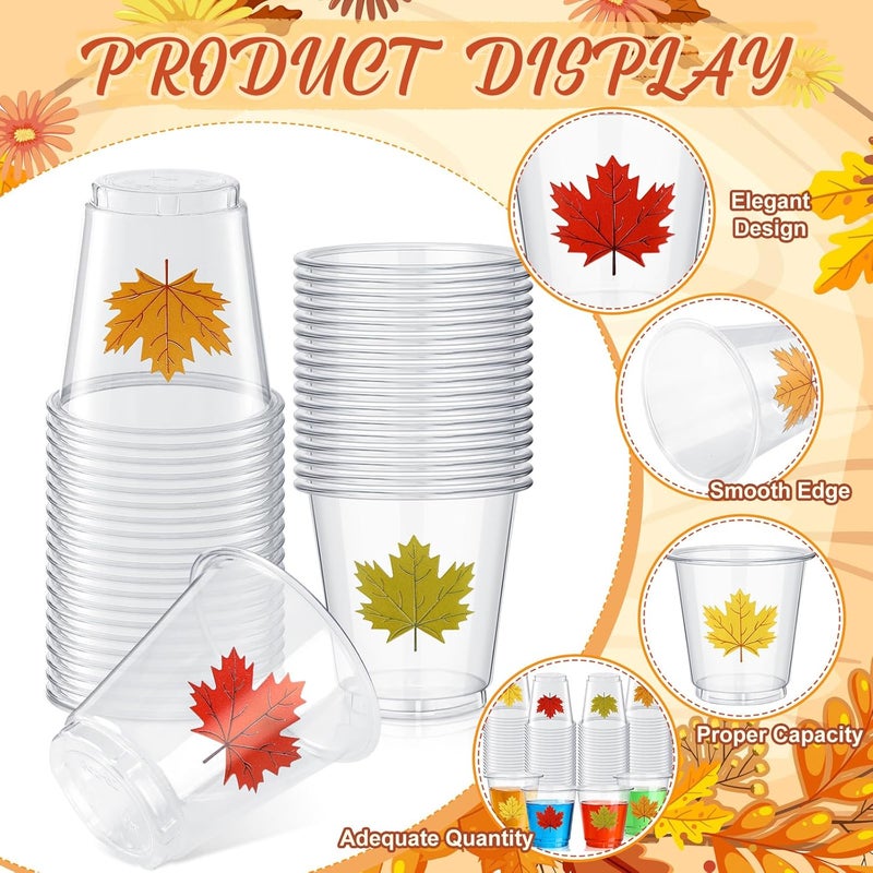 Widecook 300 Pack 3 oz Thanksgiving Plastic Shot Glasses Thanksgiving Disposable Shot Cups Bulk Clear Mini Maple Leaf Tasting Cups for Autumn Fall Whiskey Party Favors Drinking Supplies - Image 5